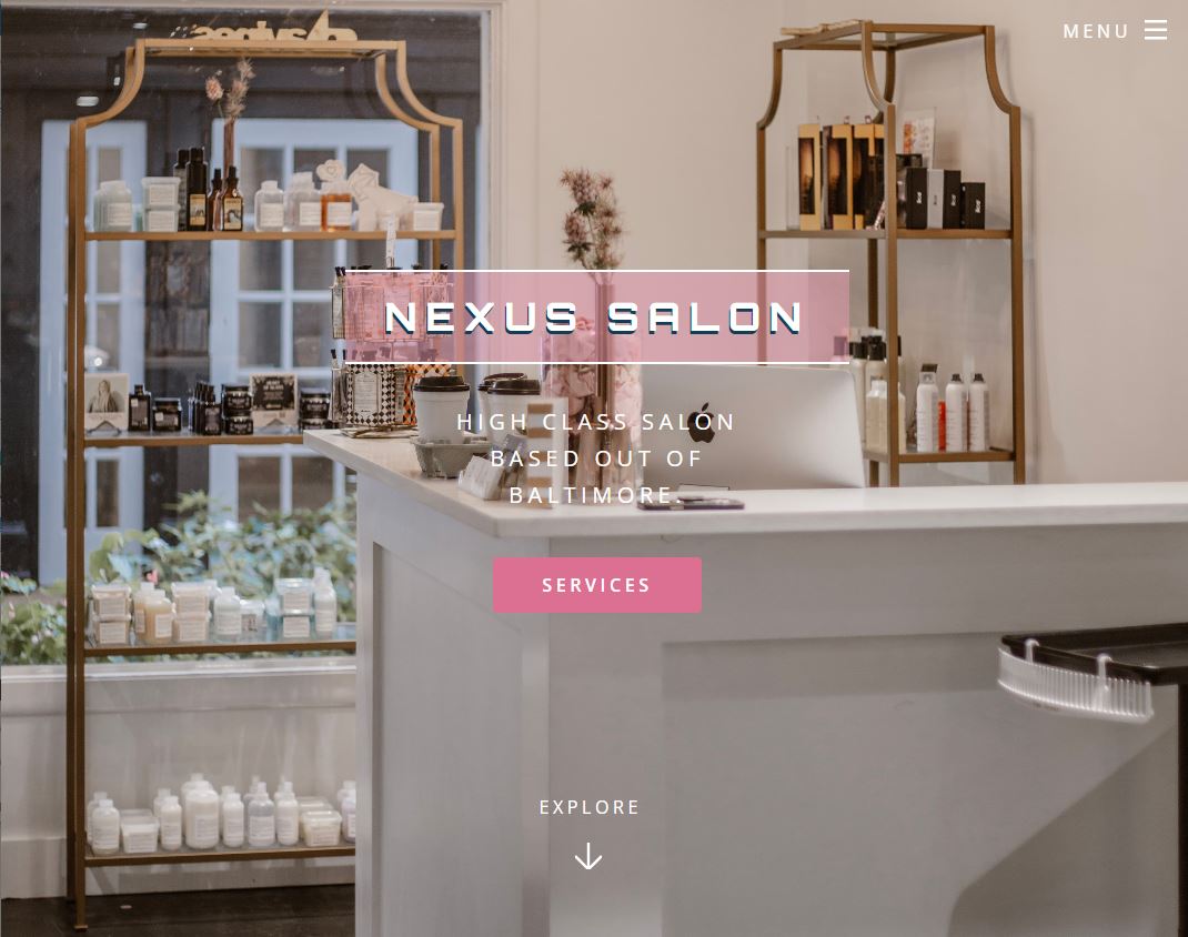 a screenshot of the Nexus Salon webpage