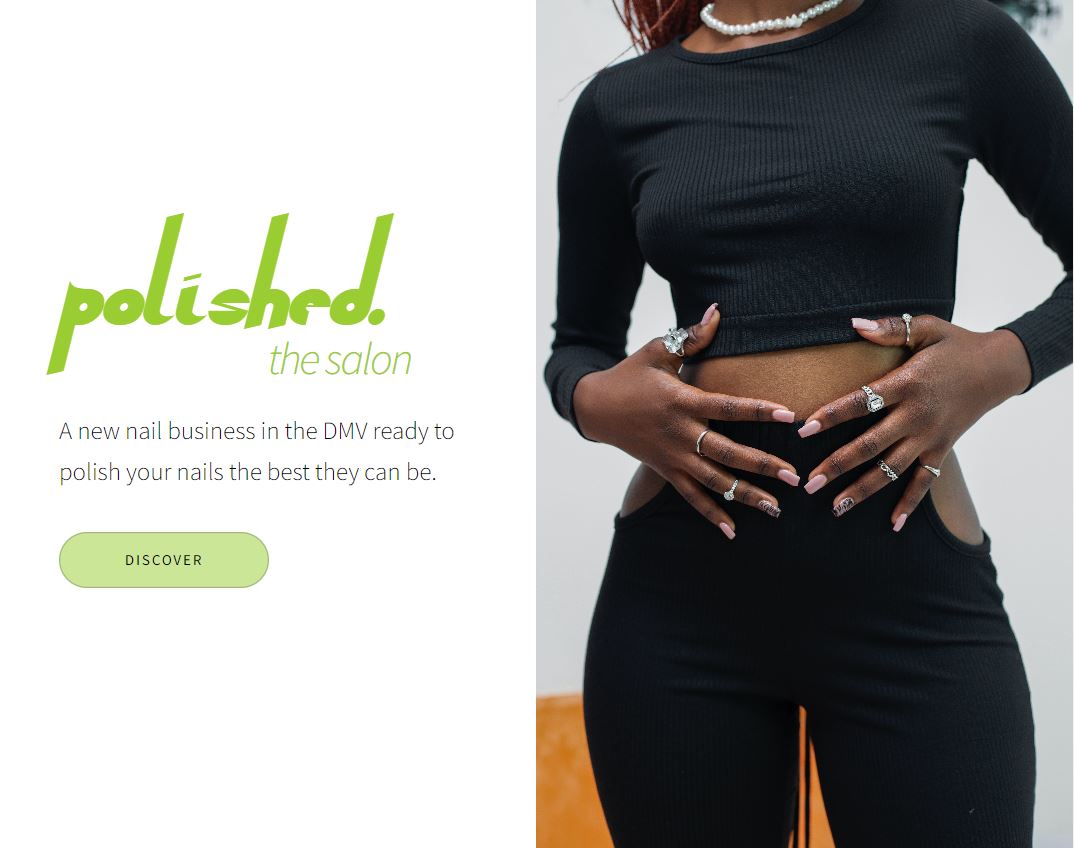 a screenshot of the Polished Salon webpage